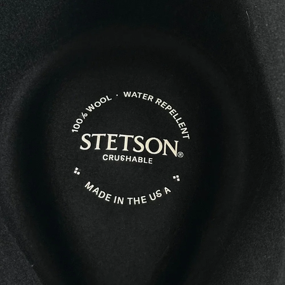 Stetson Crushable Wool Fedora Hat Black Water Repellent Made in USA Mens Large